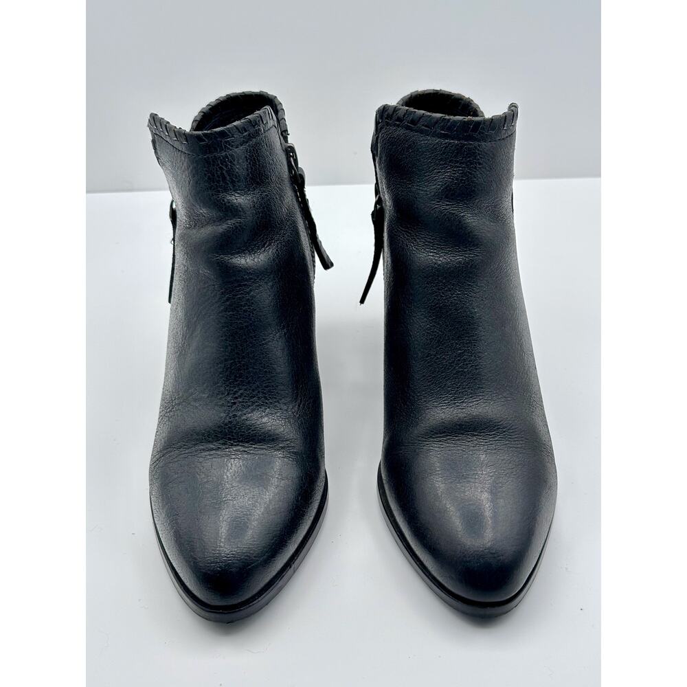 Frye & Co Judy Double Zip Black Leather Booties Ankle Boots Size US 6.5